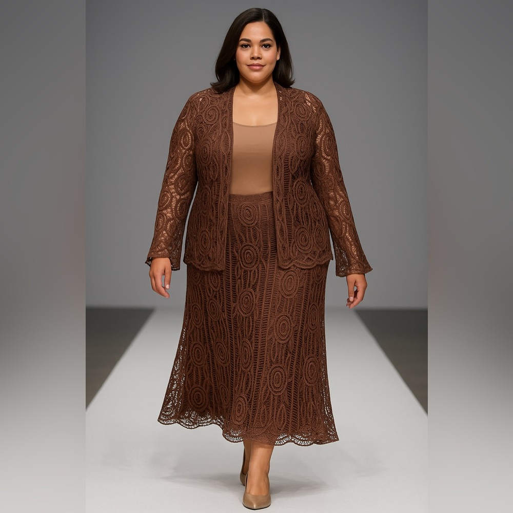 Soulmates Brown Lace Skirt Set